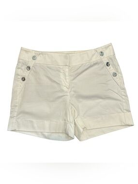 White House Black Market White Sailor Cuffed Shorts Women’s Size 4 Stretch